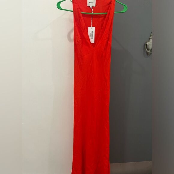 NWT Reformation Maxi Dress Orange Siana Slip V-neck Sleeveless size 0 - Picture 3 of 9